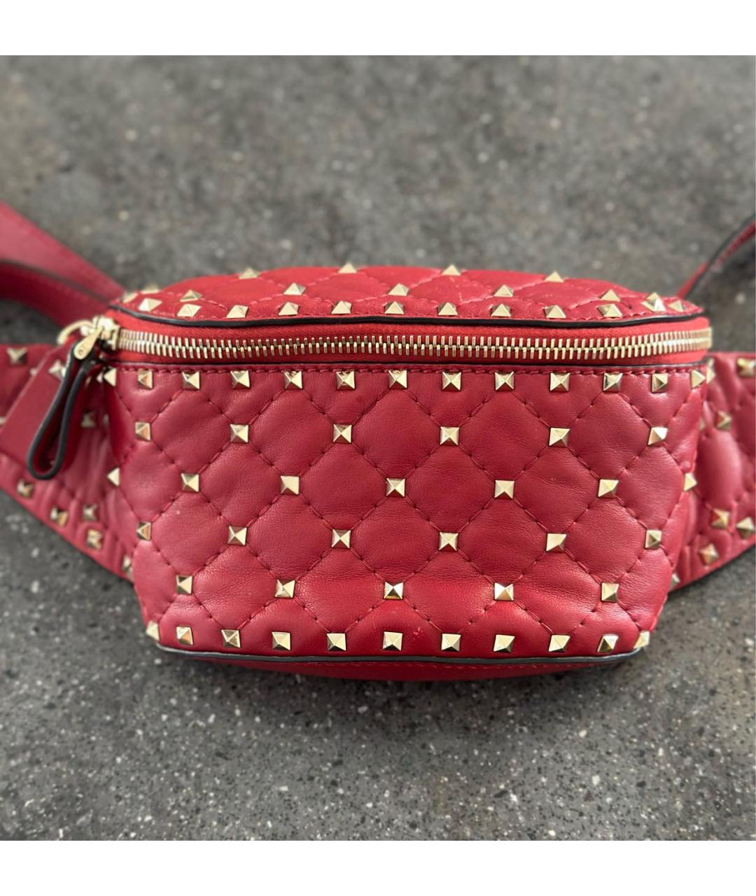 VALENTINO Красная кожаная поясная сумка, фото 7