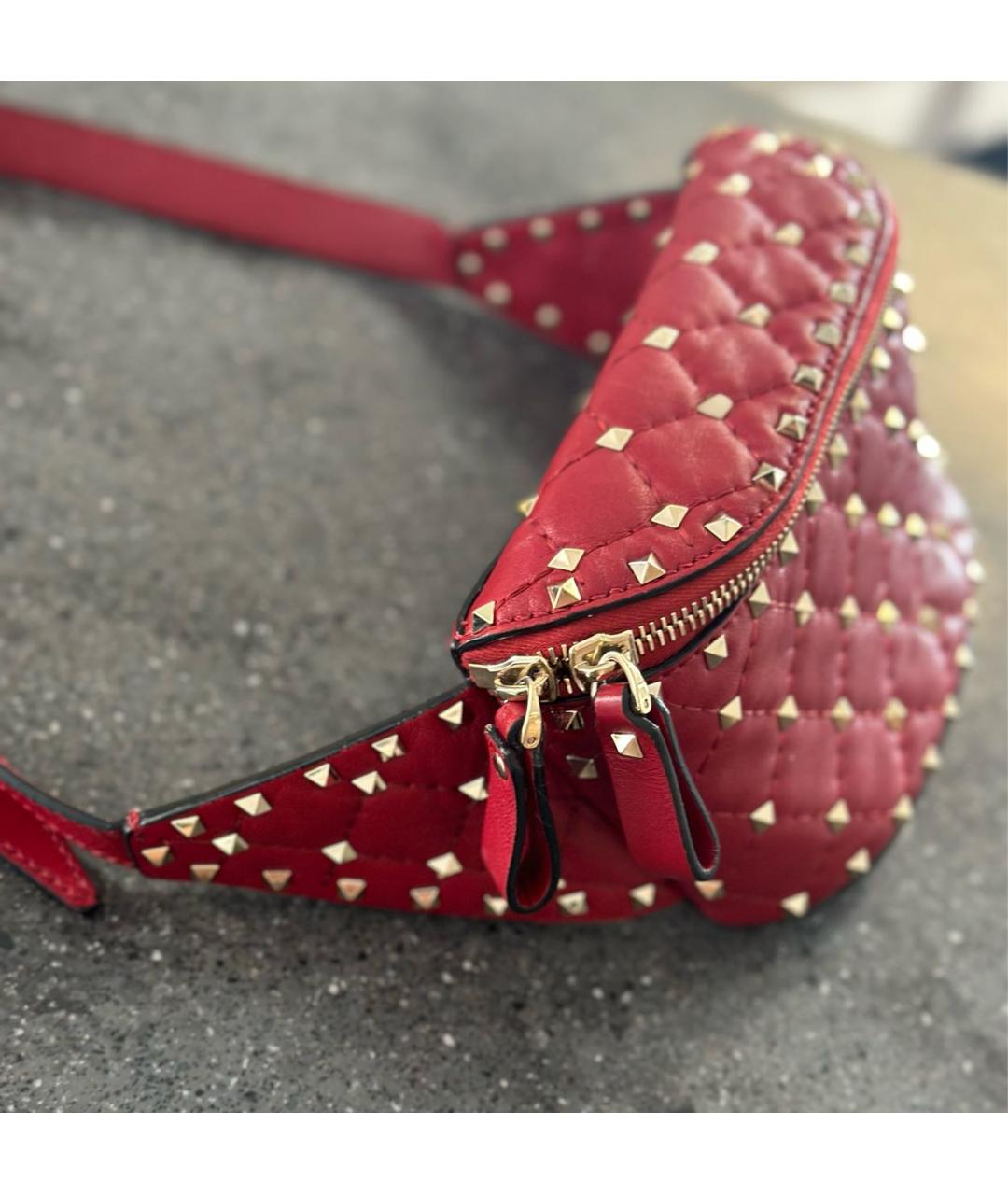 VALENTINO Красная кожаная поясная сумка, фото 2