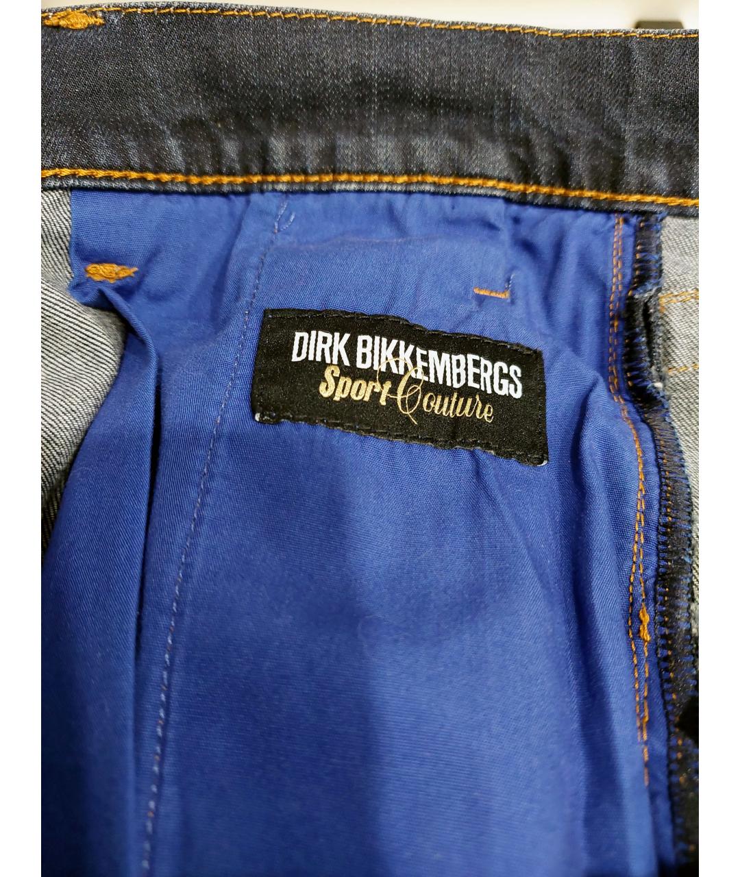 BIKKEMBERGS Темно-синие хлопко-эластановые прямые джинсы, фото 6