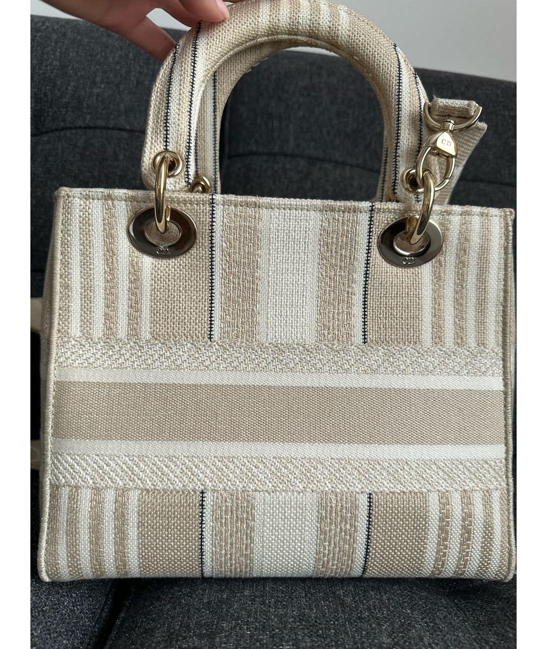 CHRISTIAN DIOR Бежевая тканевая сумка через плечо, фото 3