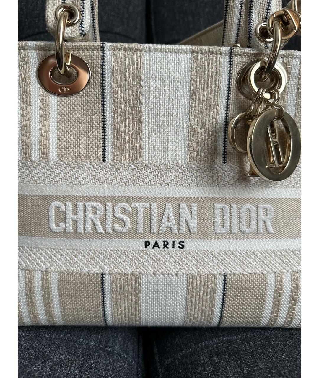 CHRISTIAN DIOR PRE-OWNED Бежевая тканевая сумка через плечо, фото 6