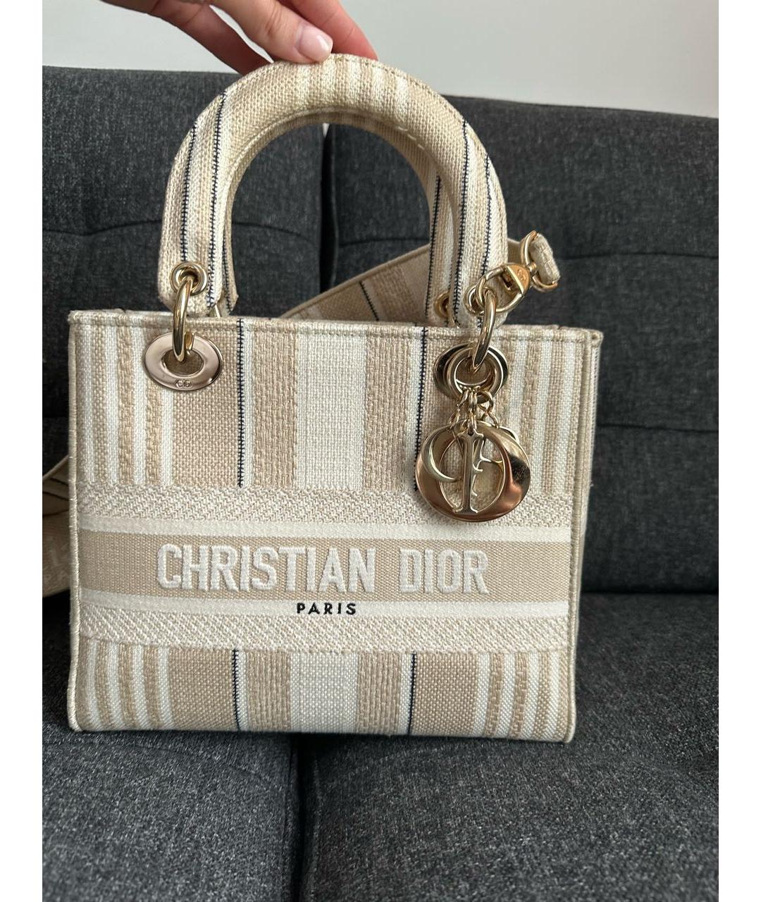 CHRISTIAN DIOR Бежевая тканевая сумка через плечо, фото 8
