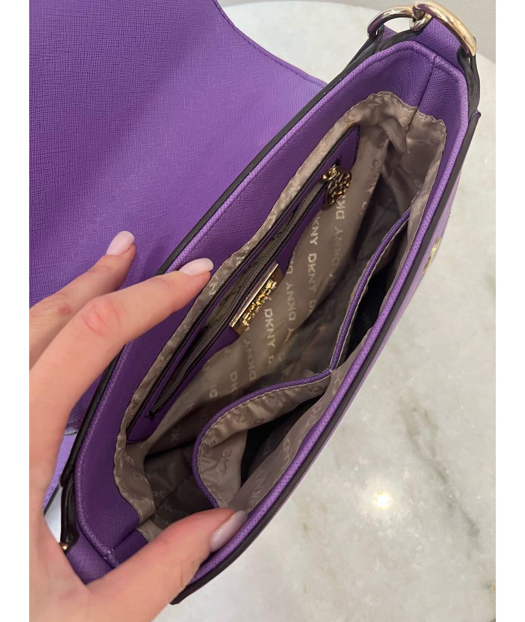 DKNY Фиолетовая кожаная сумка через плечо, фото 4