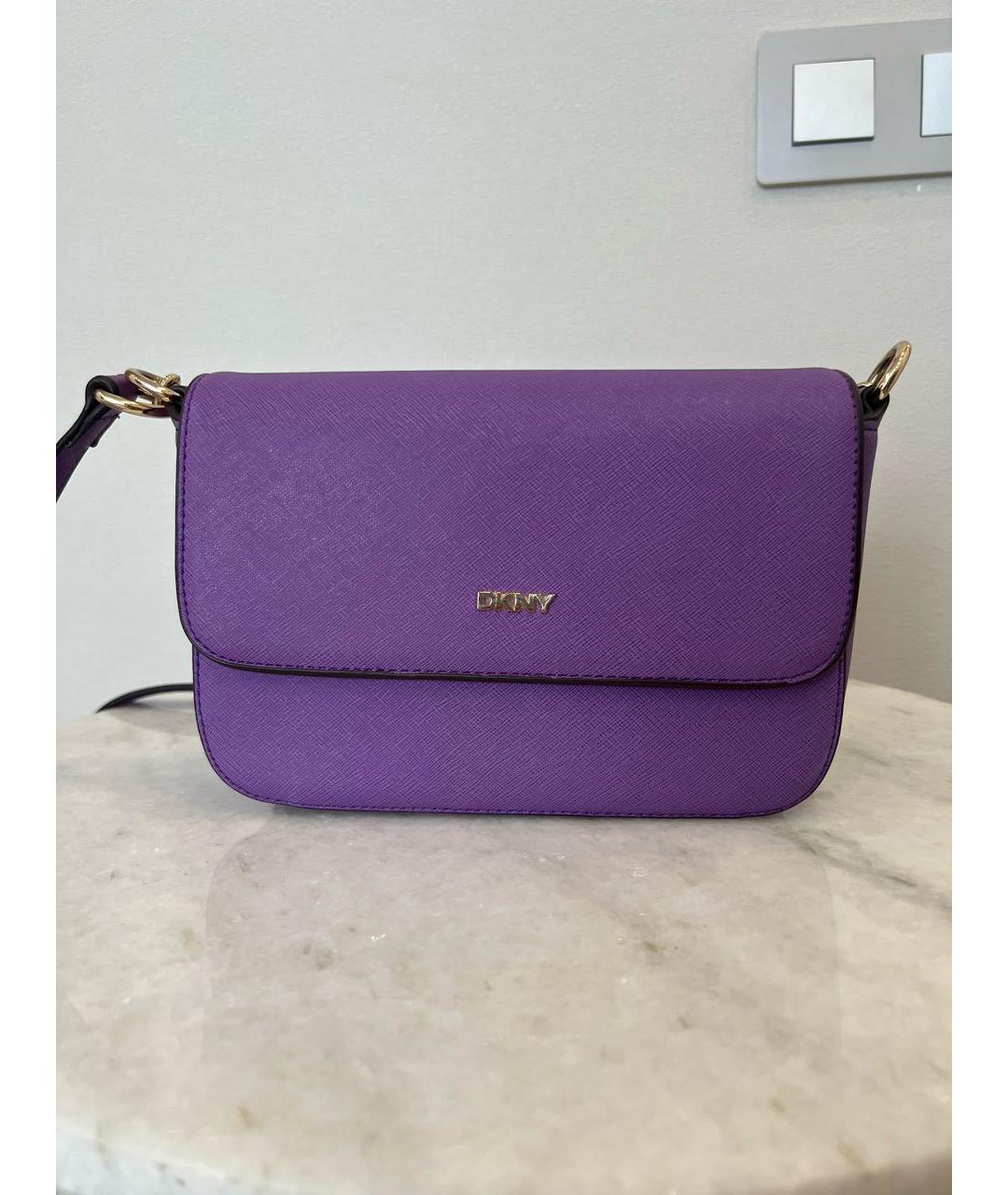 DKNY Фиолетовая кожаная сумка через плечо, фото 5