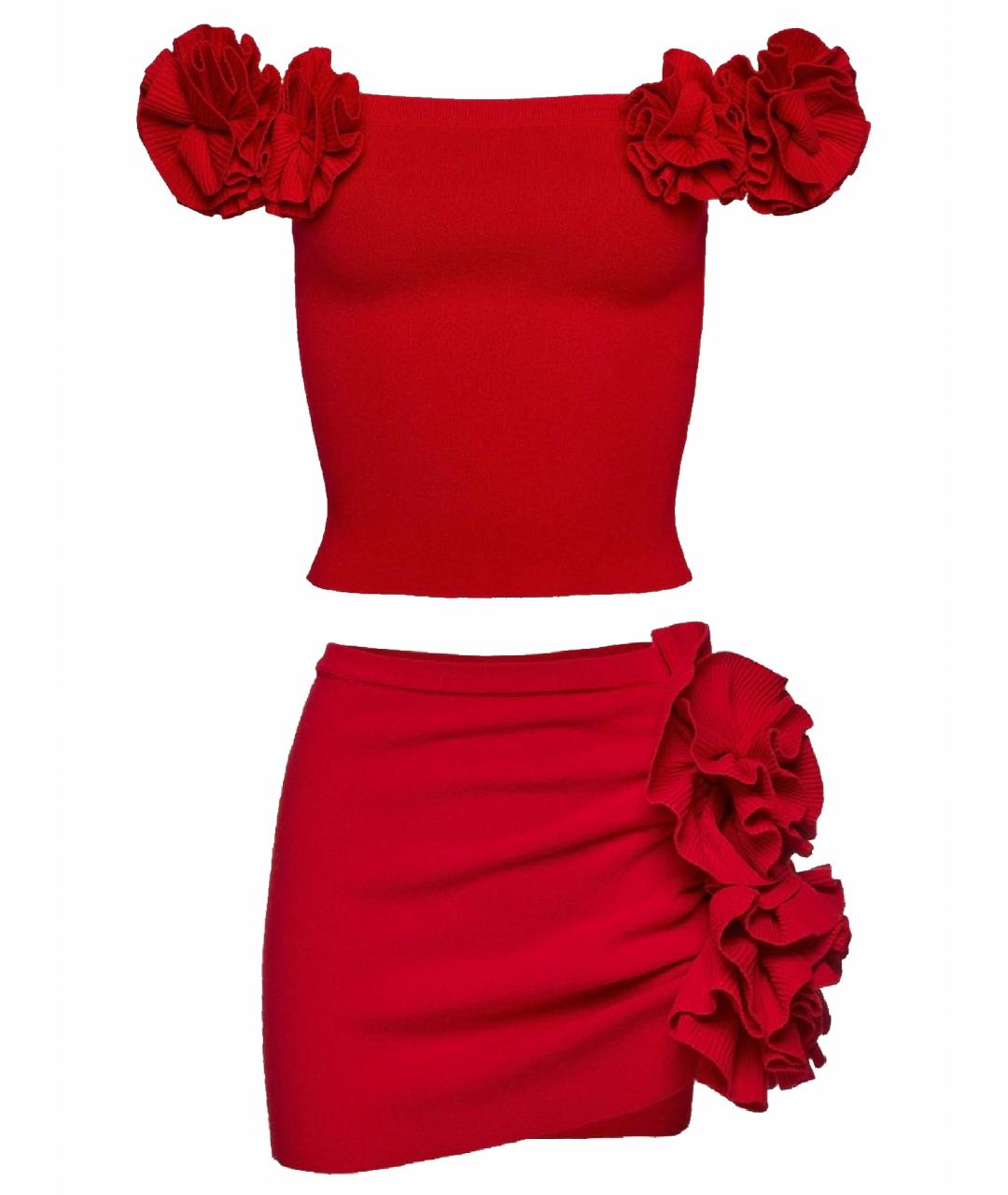 MAGDA BUTRYM Красный вискозный костюм с юбками, фото 1