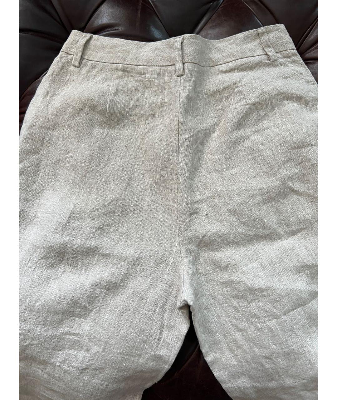 REFORMATION Бежевые льняные прямые брюки, фото 3