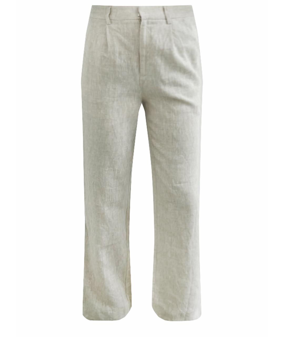 REFORMATION Бежевые льняные прямые брюки, фото 1