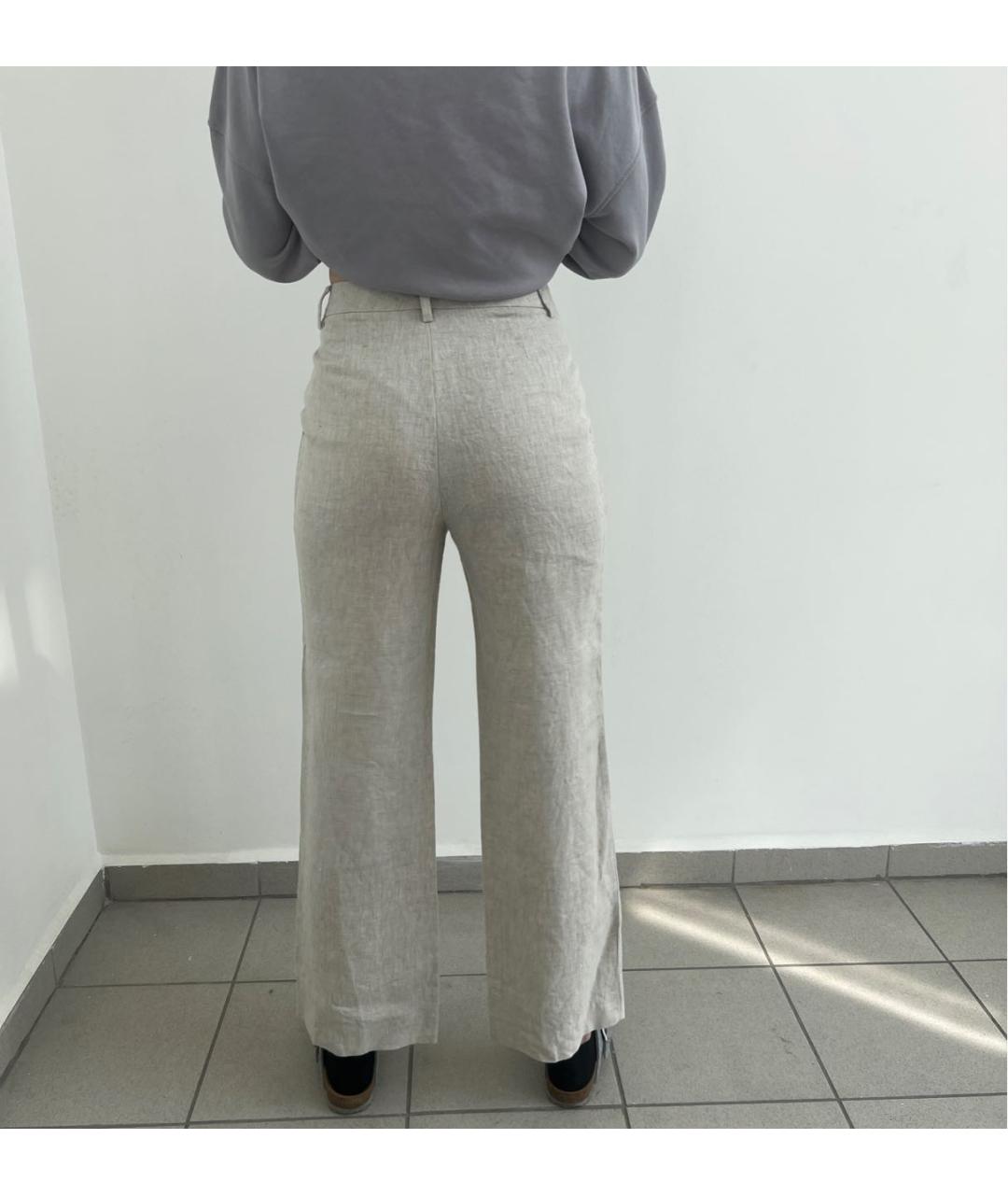 REFORMATION Бежевые льняные прямые брюки, фото 2