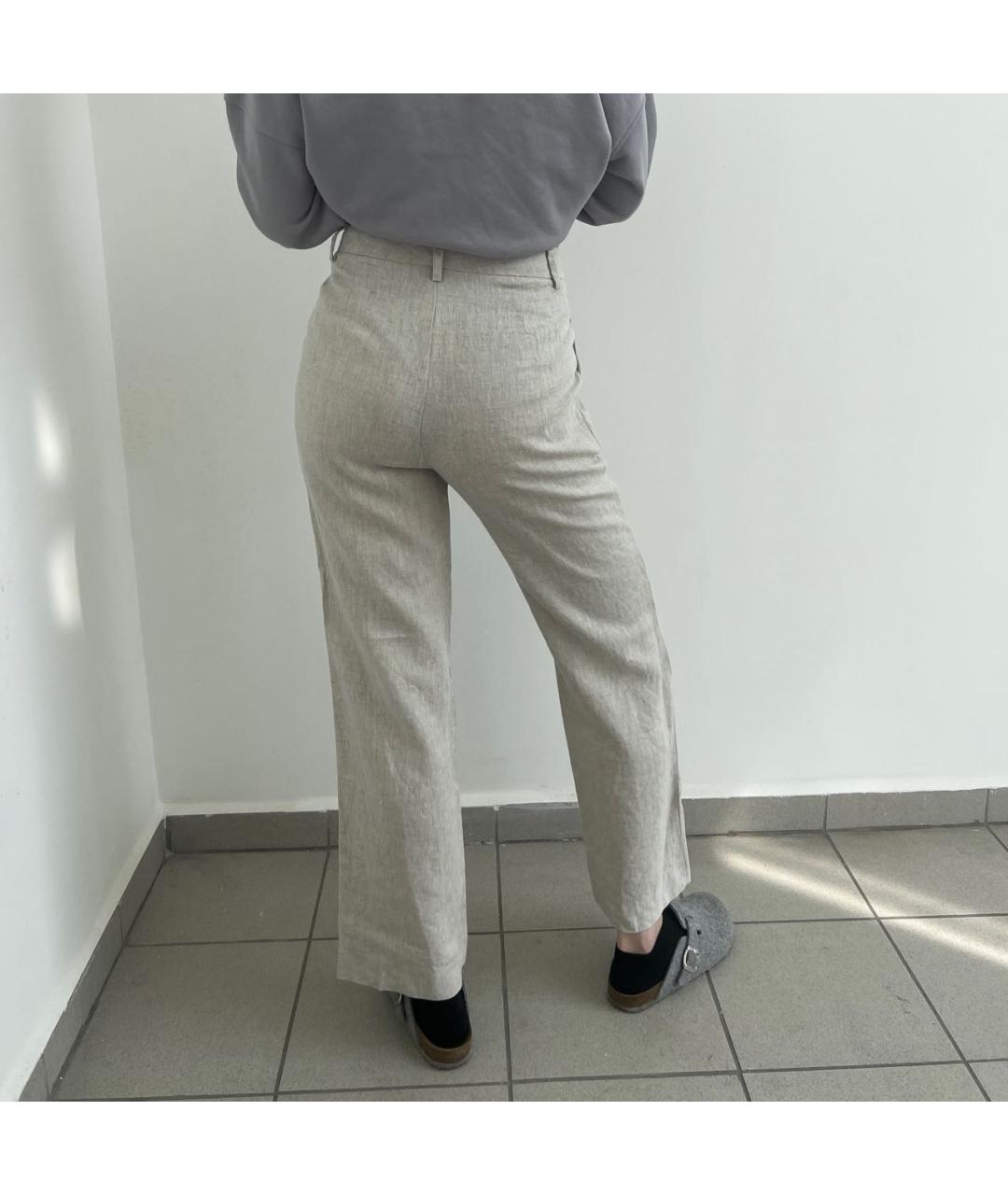 REFORMATION Бежевые льняные прямые брюки, фото 5