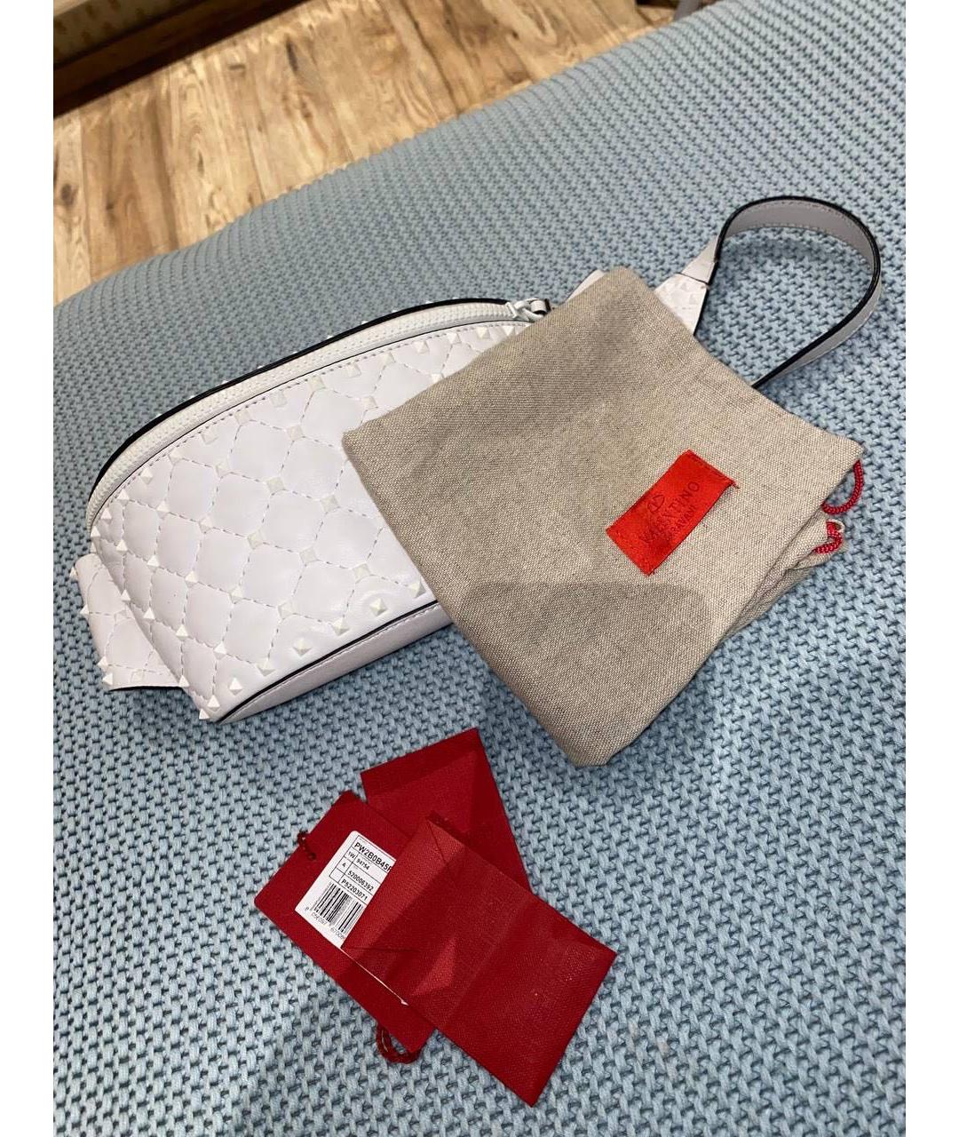 VALENTINO Белая кожаная поясная сумка, фото 4