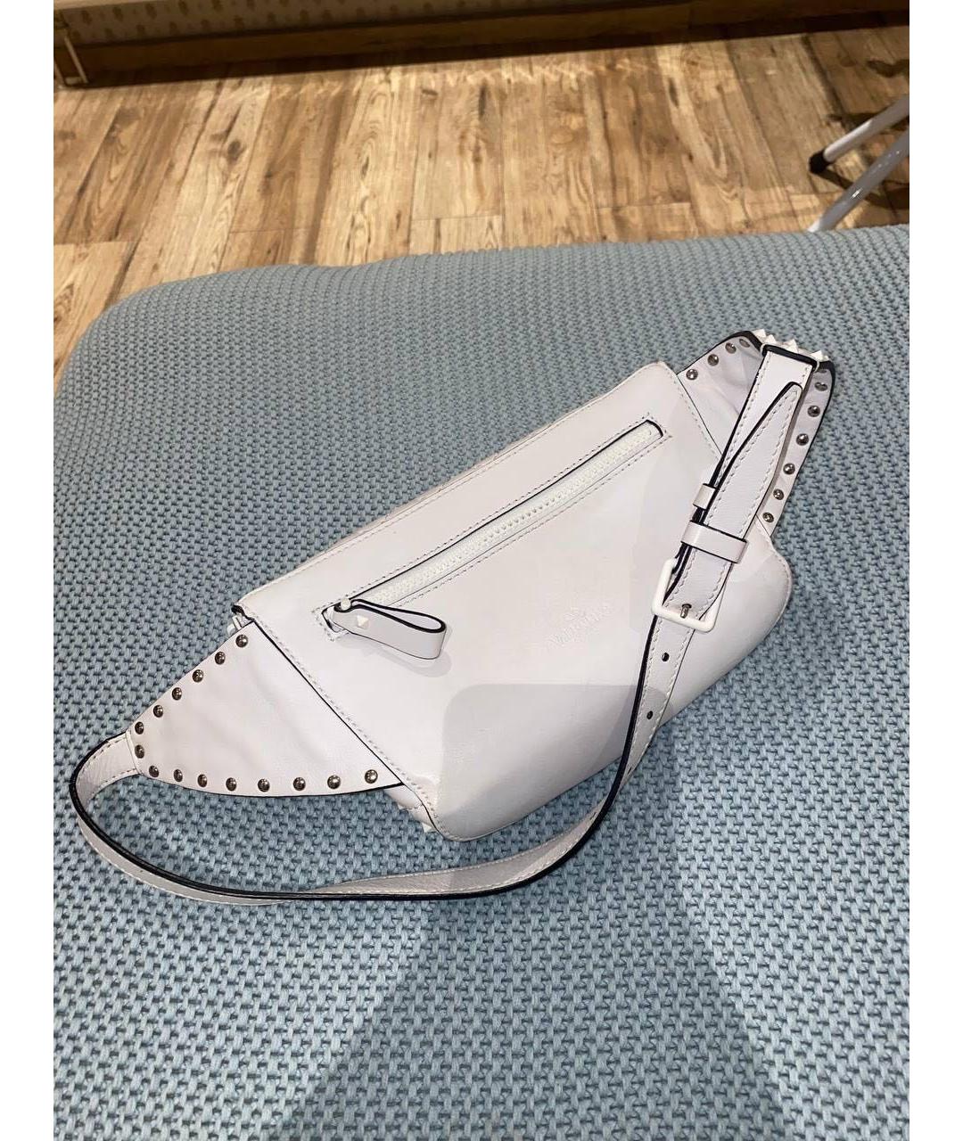 VALENTINO Белая кожаная поясная сумка, фото 2