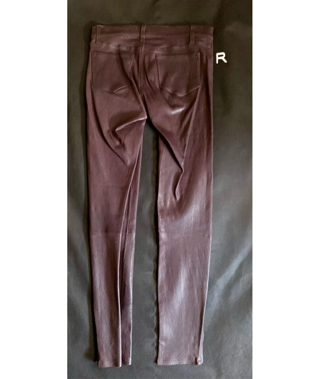 JBRAND Бордовые кожаные брюки узкие, фото 5