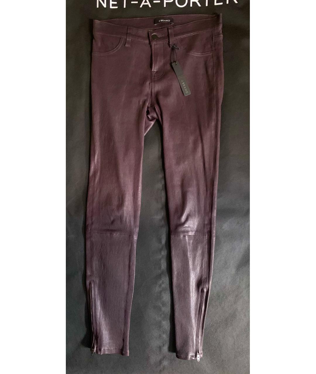JBRAND Бордовые кожаные брюки узкие, фото 4