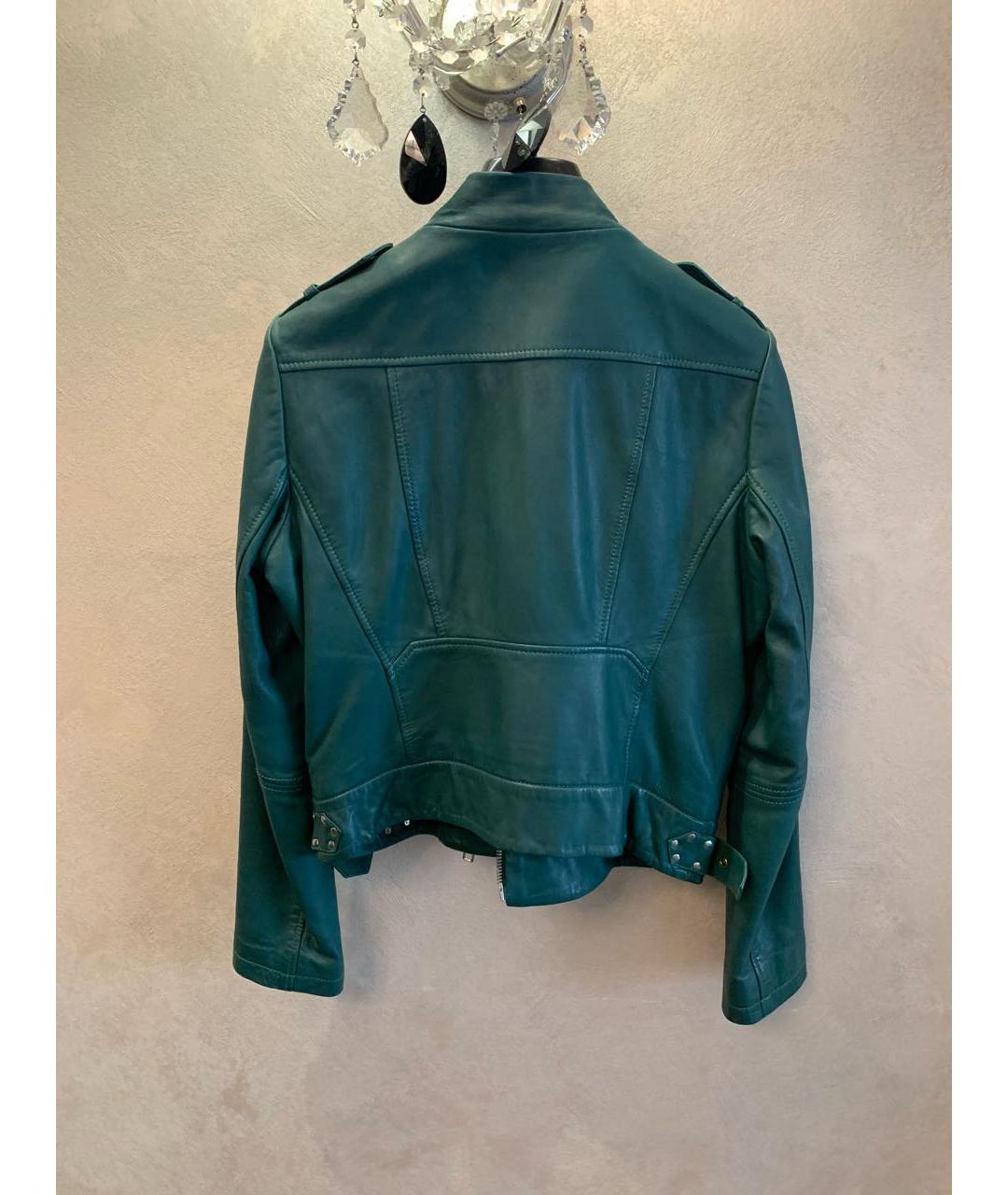 MAJE Зеленая кожаная куртка, фото 4