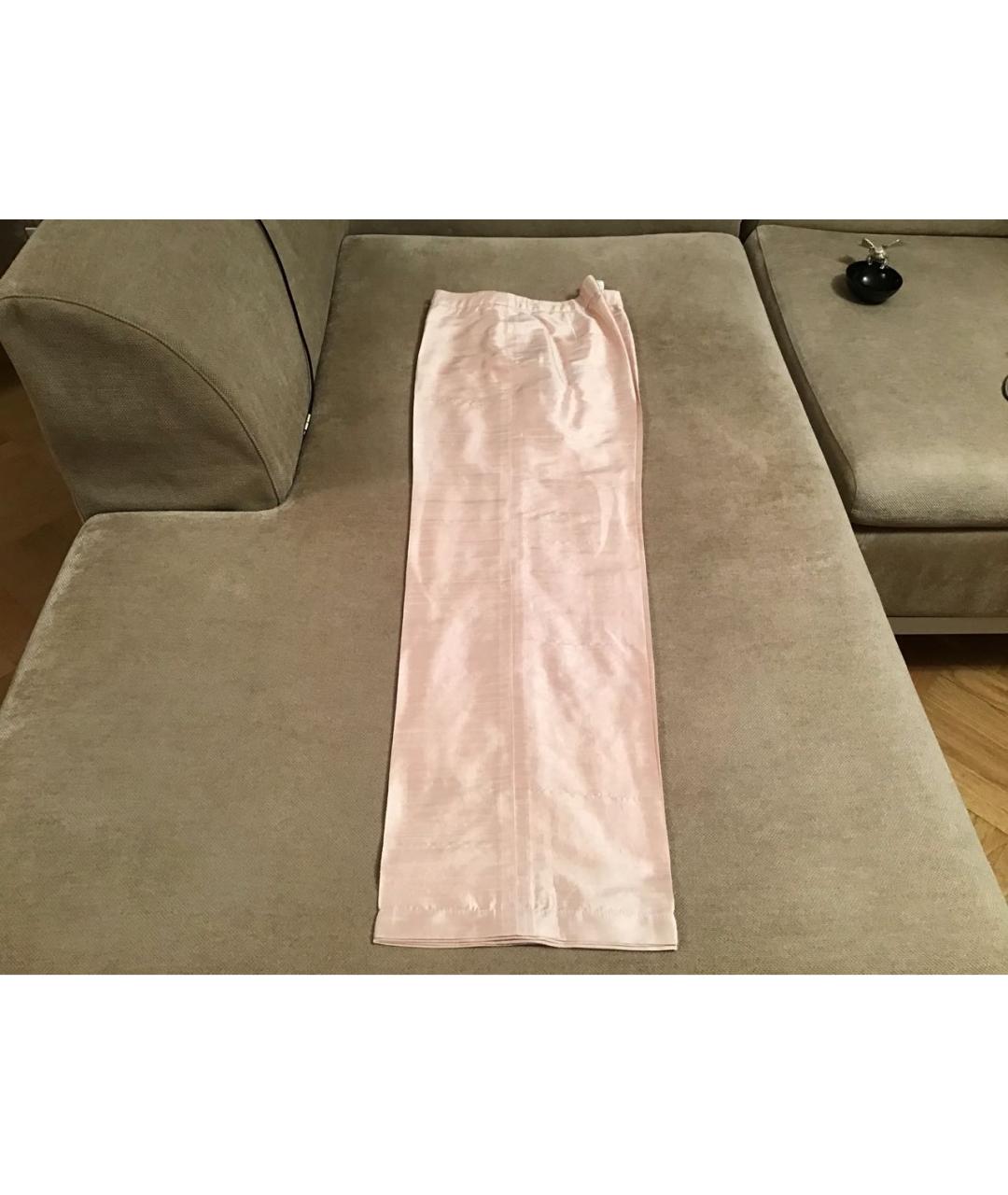 ARMANI COLLEZIONI Розовые шелковые прямые брюки, фото 4