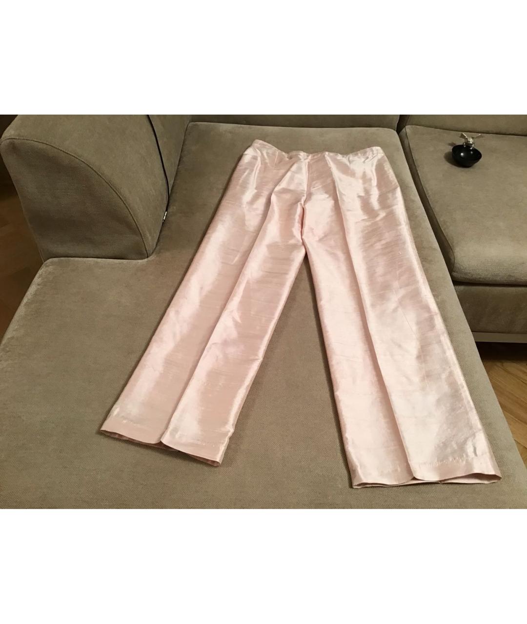 ARMANI COLLEZIONI Розовые шелковые прямые брюки, фото 2