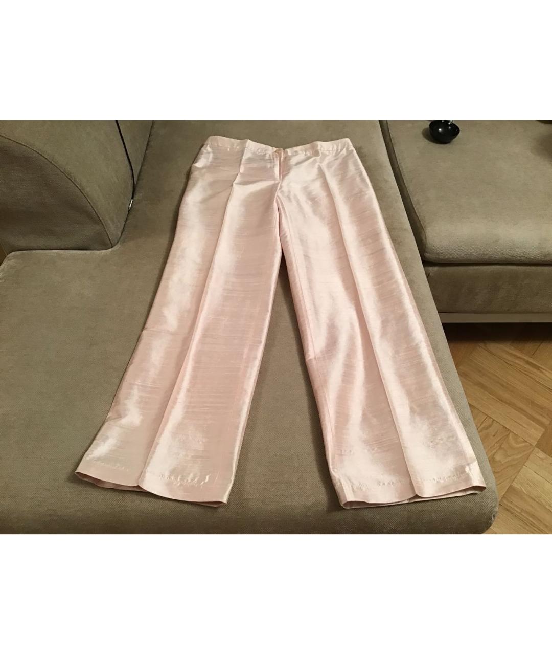 ARMANI COLLEZIONI Розовые шелковые прямые брюки, фото 8