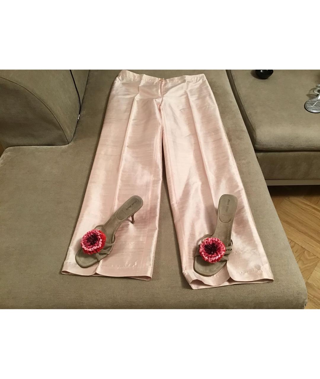 ARMANI COLLEZIONI Розовые шелковые прямые брюки, фото 6