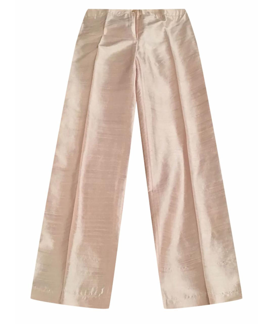 ARMANI COLLEZIONI Розовые шелковые прямые брюки, фото 1