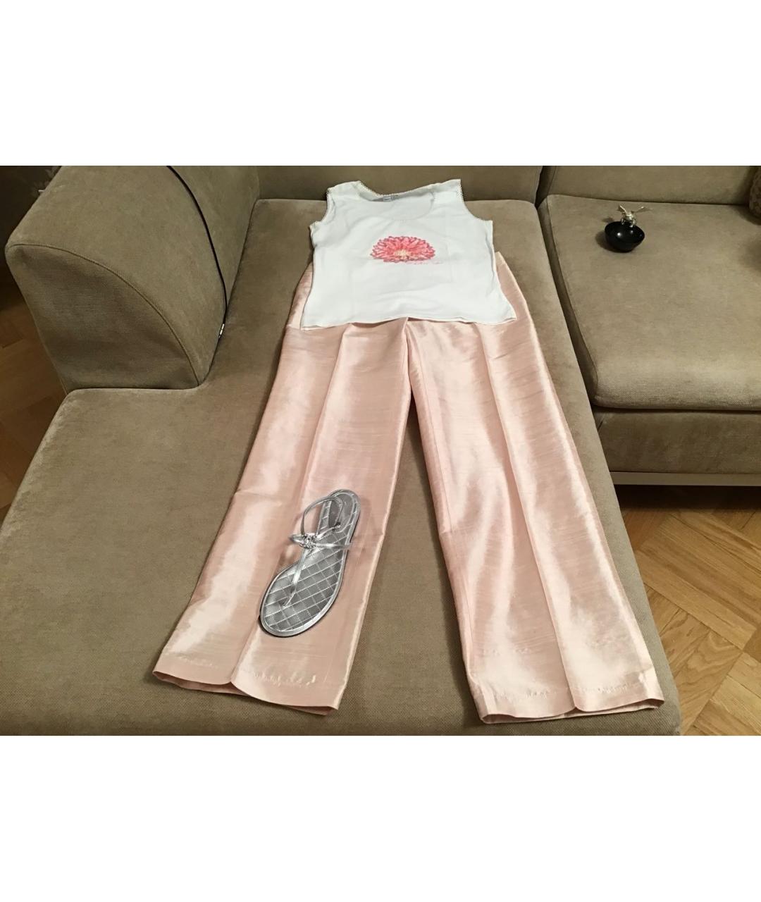 ARMANI COLLEZIONI Розовые шелковые прямые брюки, фото 5