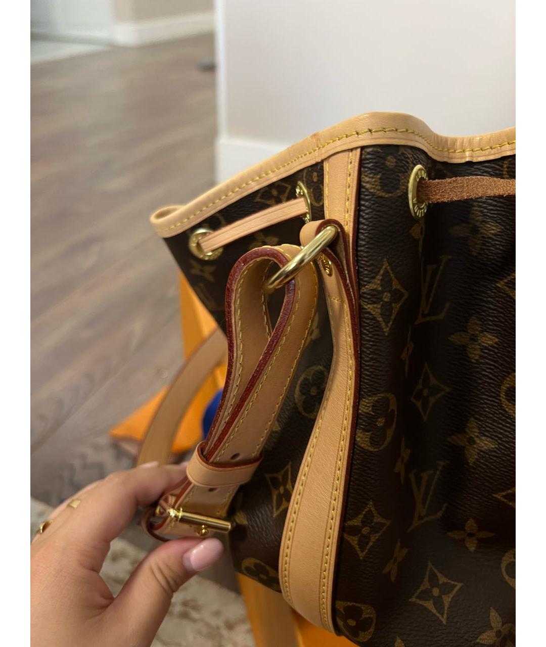 LOUIS VUITTON Коричневая кожаная сумка тоут, фото 8