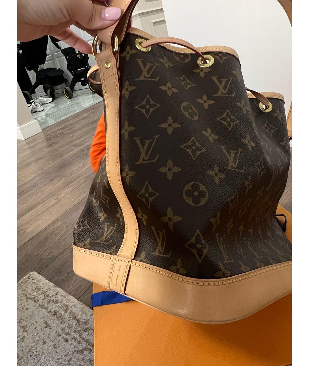 LOUIS VUITTON Коричневая кожаная сумка тоут, фото 6