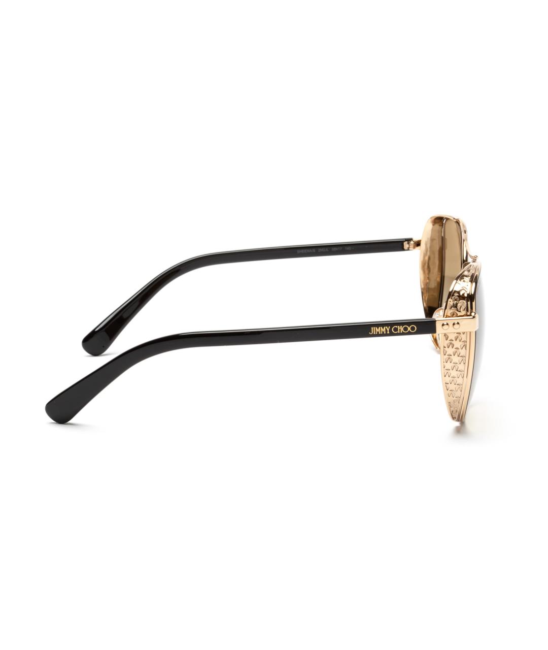 JIMMY CHOO Золотые металлические солнцезащитные очки, фото 5