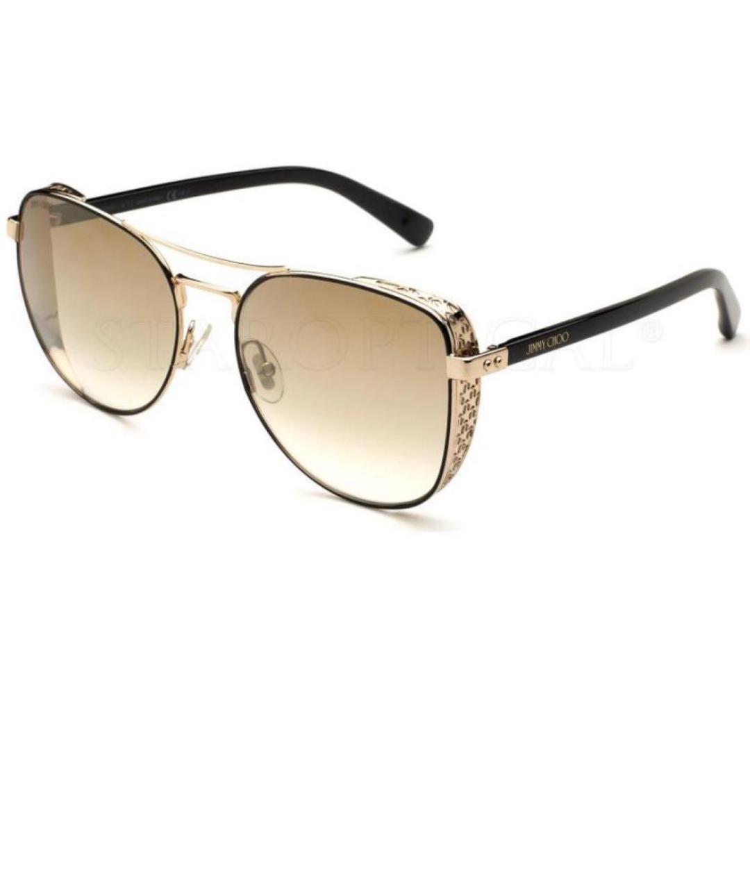 JIMMY CHOO Золотые металлические солнцезащитные очки, фото 4