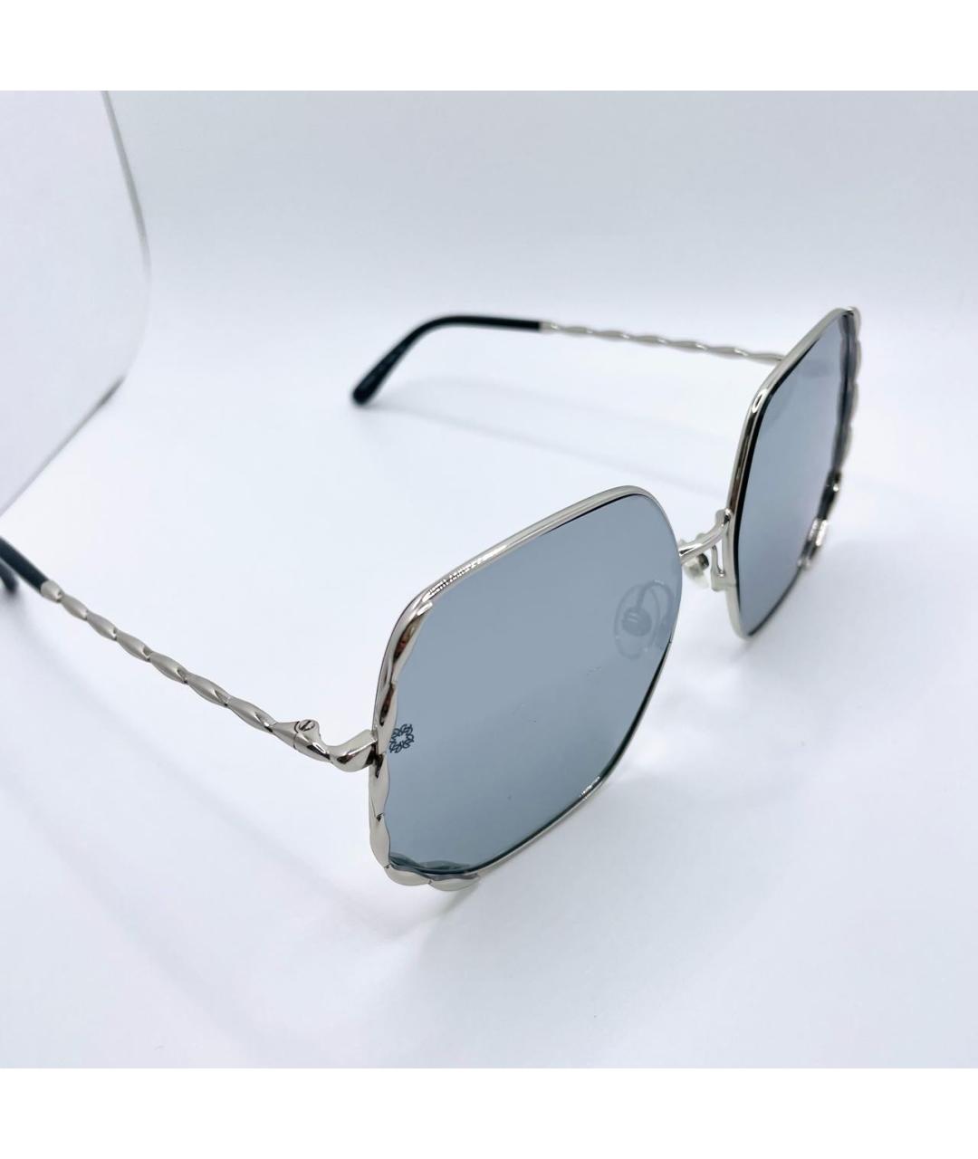 ELIE SAAB Серебряные металлические солнцезащитные очки, фото 4