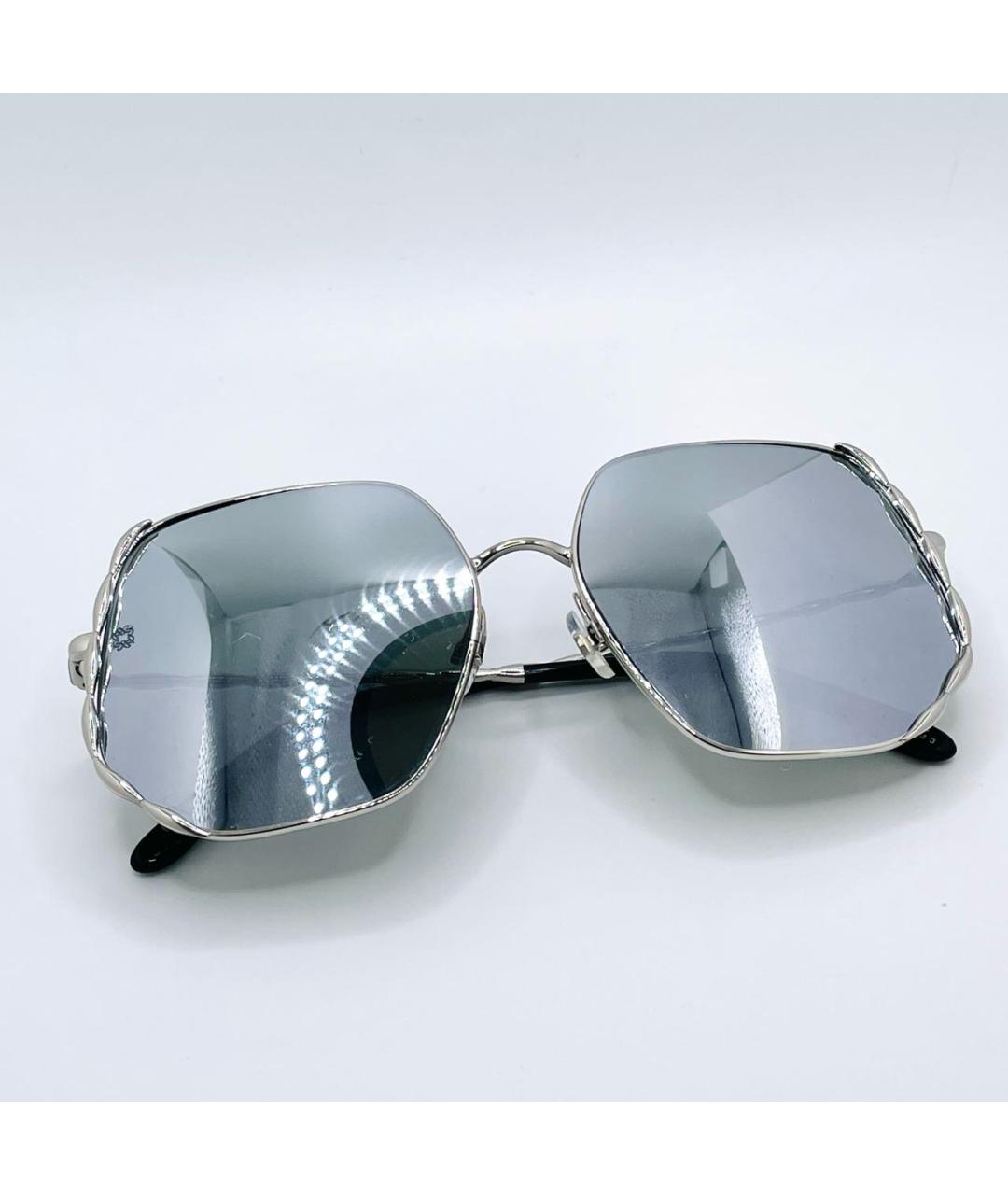 ELIE SAAB Серебряные металлические солнцезащитные очки, фото 6