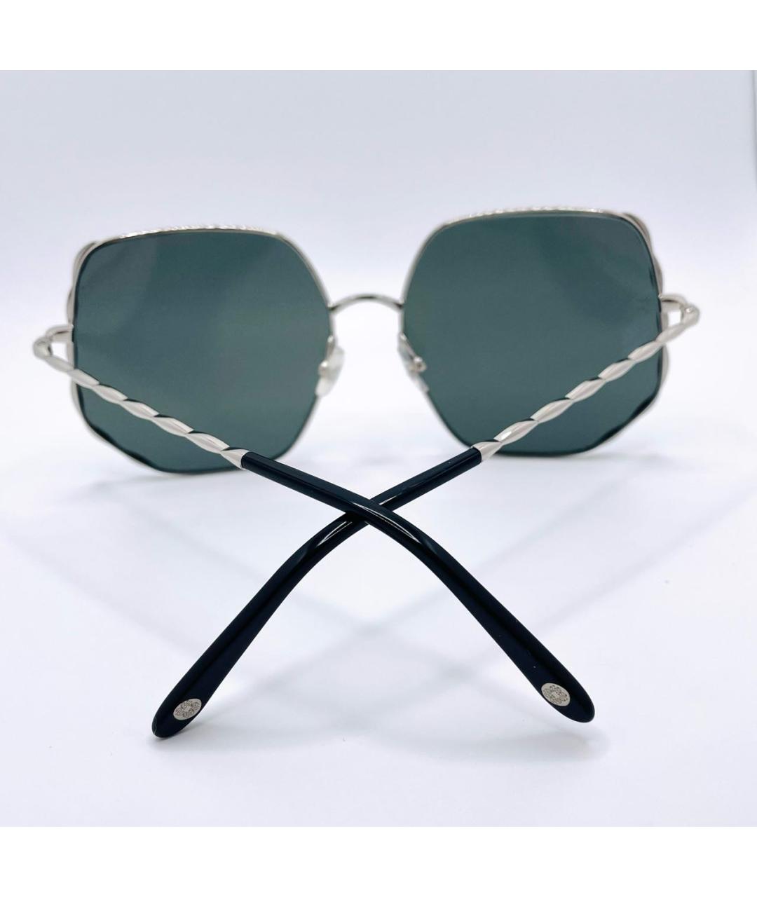 ELIE SAAB Серебряные металлические солнцезащитные очки, фото 5