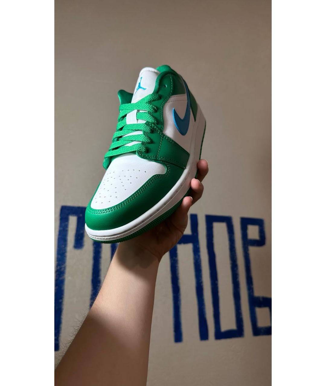JORDAN Зеленые кожаные кроссовки, фото 4