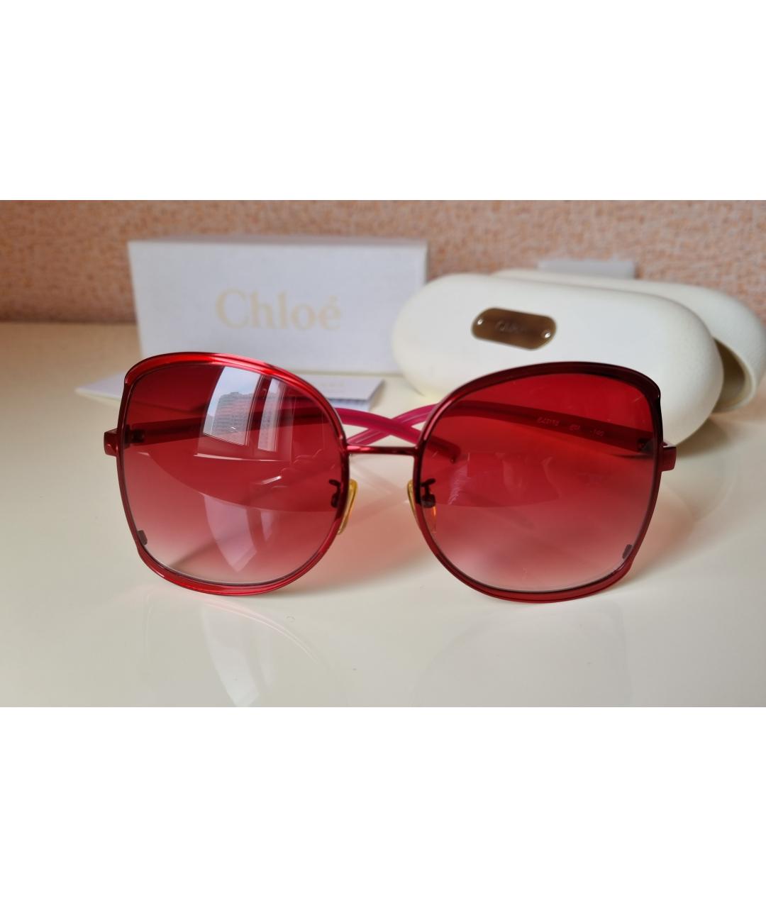 CHLOE Красные металлические солнцезащитные очки, фото 10
