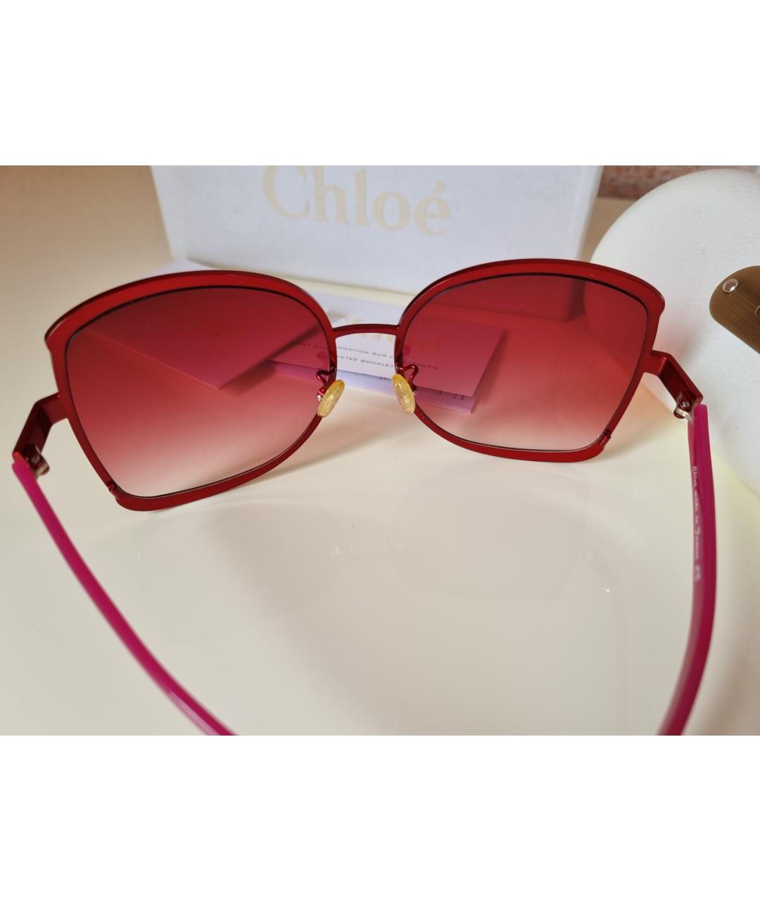 CHLOE Красные металлические солнцезащитные очки, фото 6