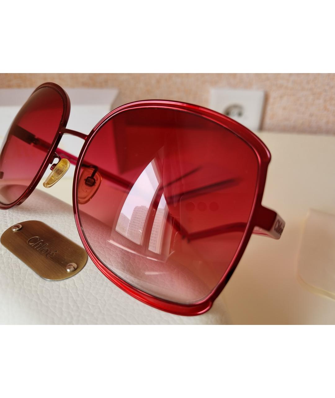 CHLOE Красные металлические солнцезащитные очки, фото 3