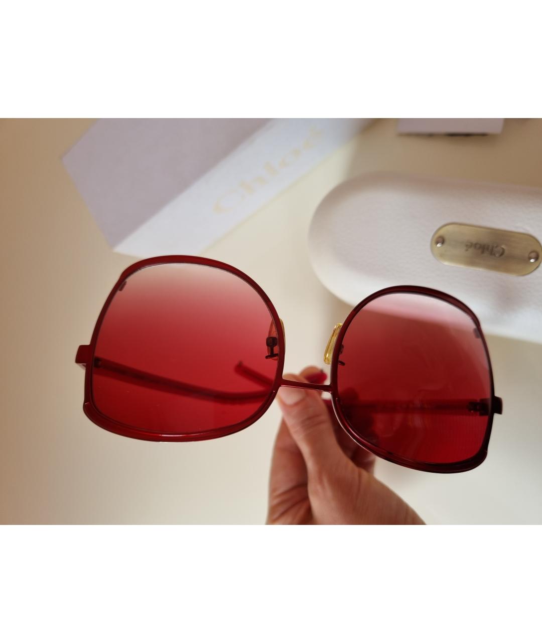 CHLOE Красные металлические солнцезащитные очки, фото 4
