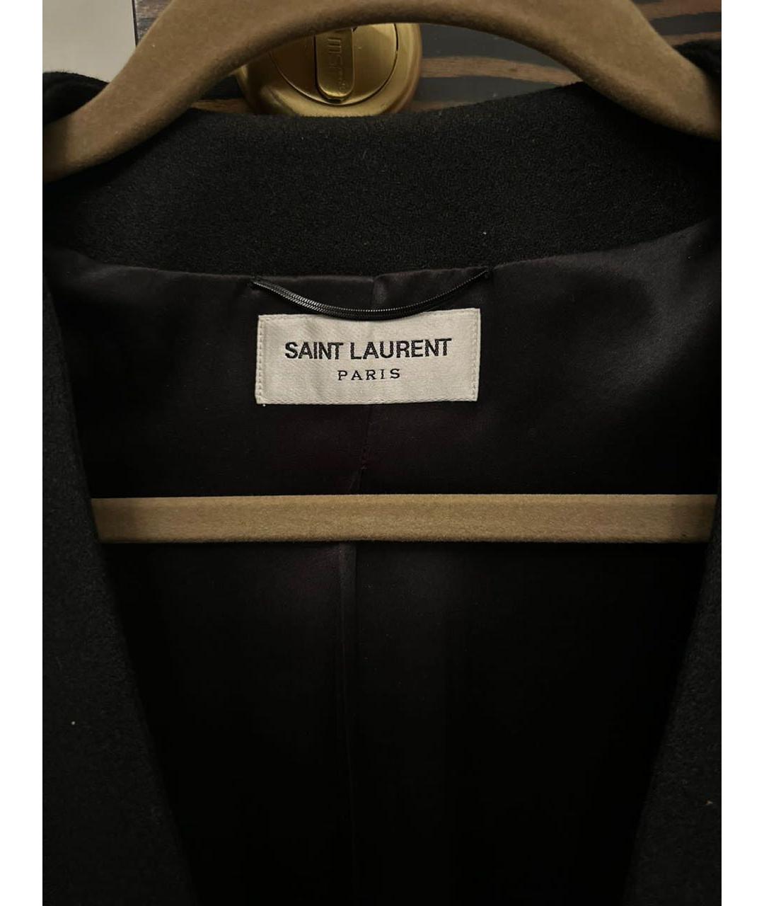 SAINT LAURENT Черное креповое пальто, фото 3