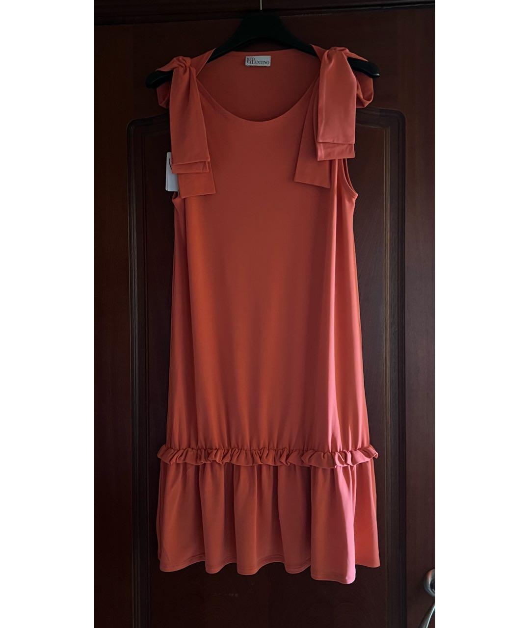 RED VALENTINO Коралловое вискозное повседневное платье, фото 6