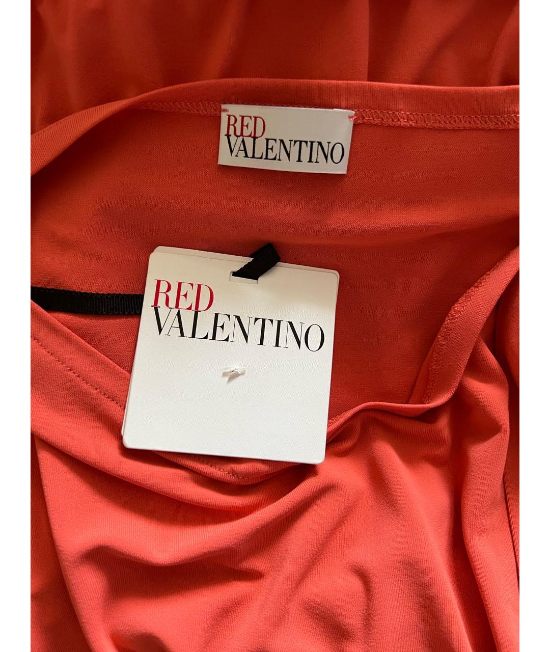 RED VALENTINO Коралловое вискозное повседневное платье, фото 3