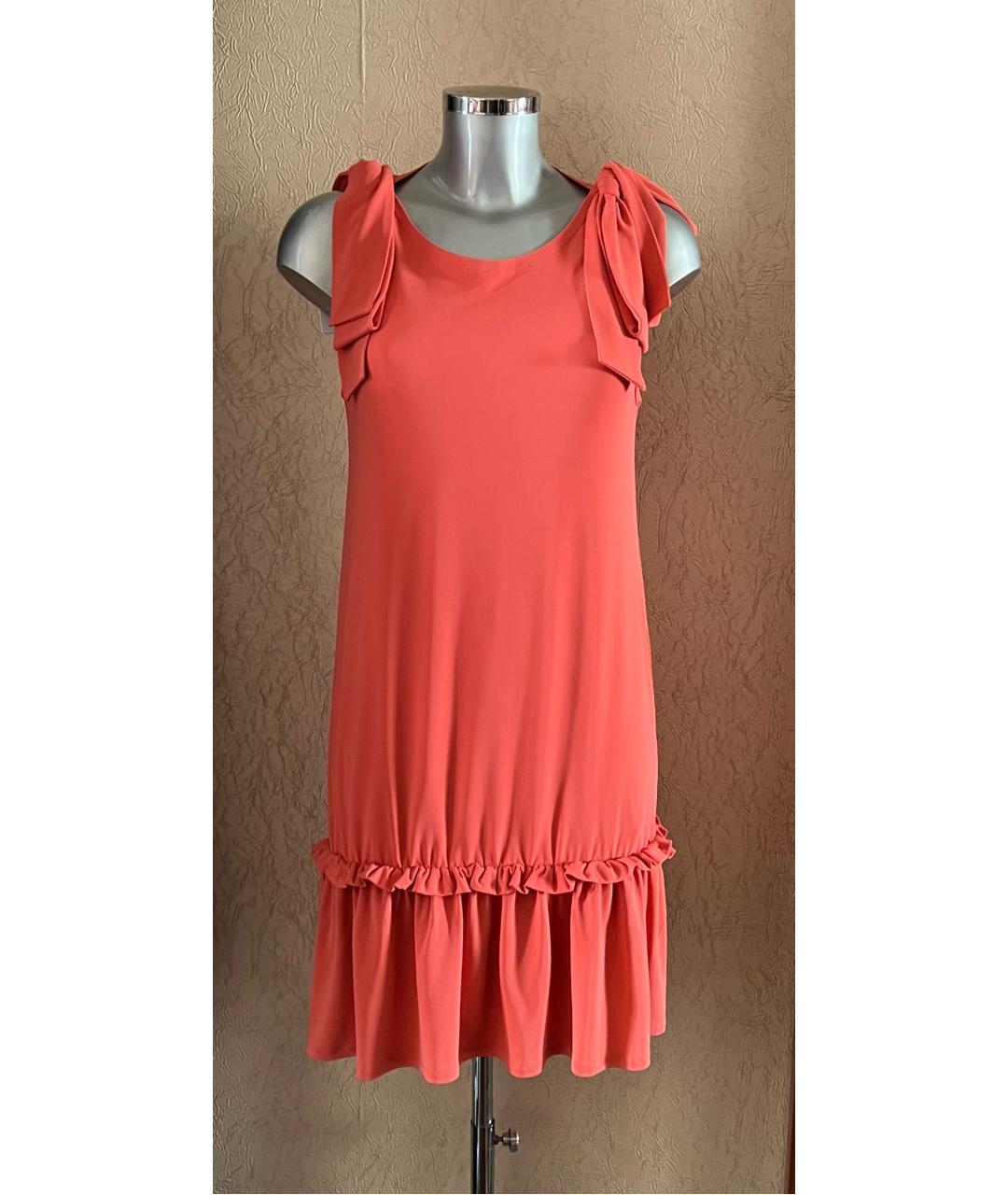 RED VALENTINO Коралловое вискозное повседневное платье, фото 5