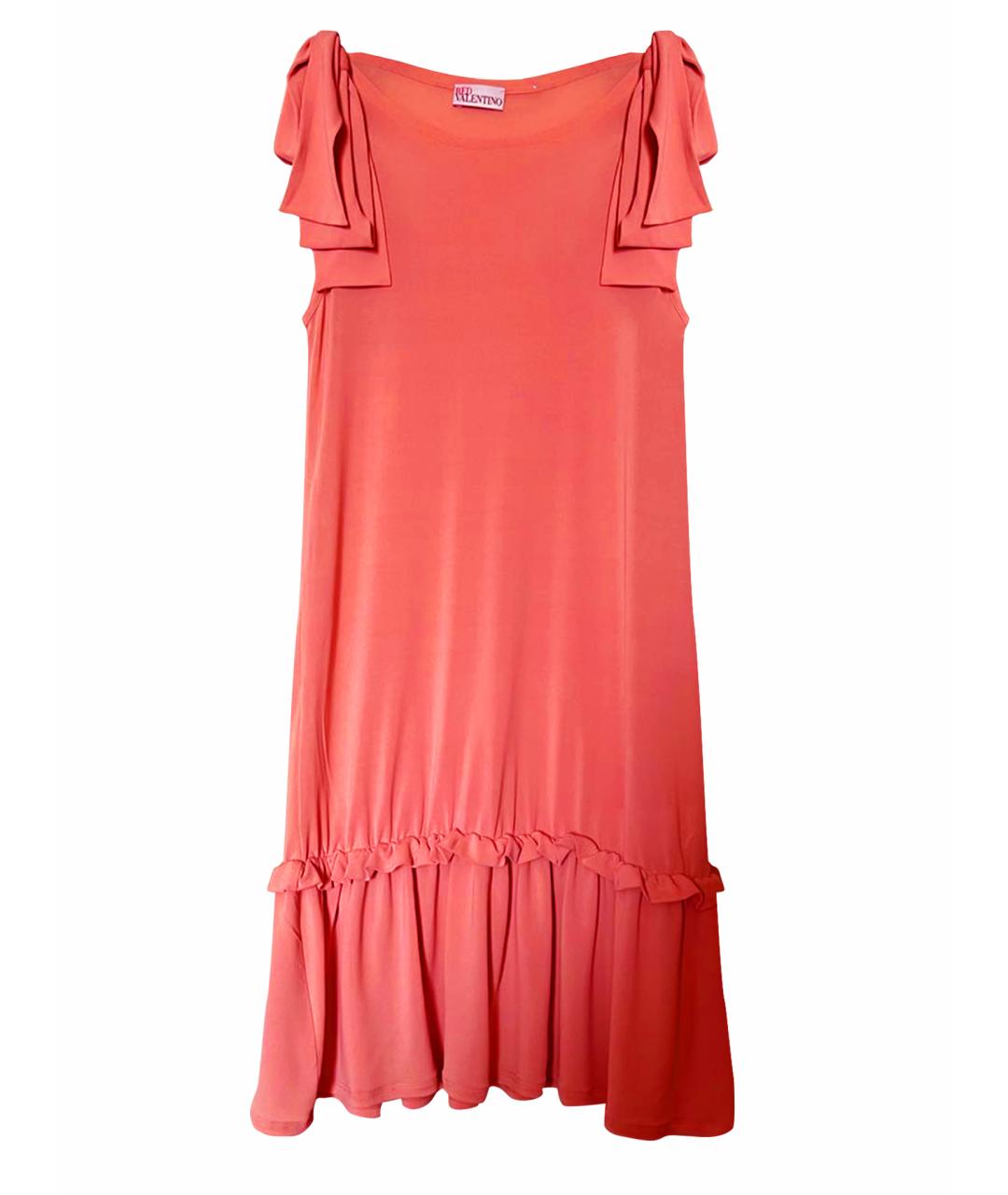 RED VALENTINO Коралловое вискозное повседневное платье, фото 7
