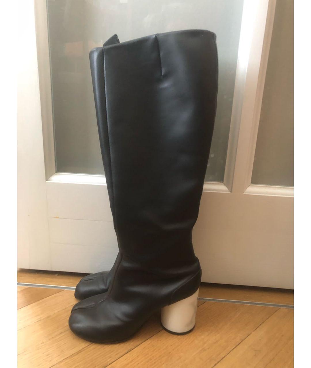 MAISON MARGIELA Черные кожаные сапоги, фото 7