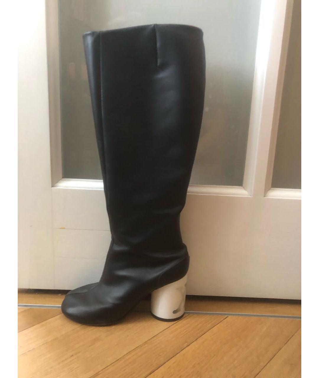 MAISON MARGIELA Черные кожаные сапоги, фото 8