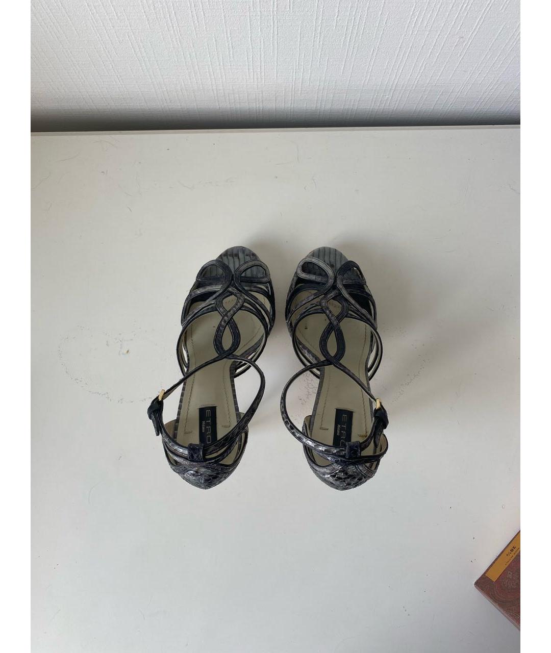 ETRO Антрацитовые кожаные туфли, фото 3