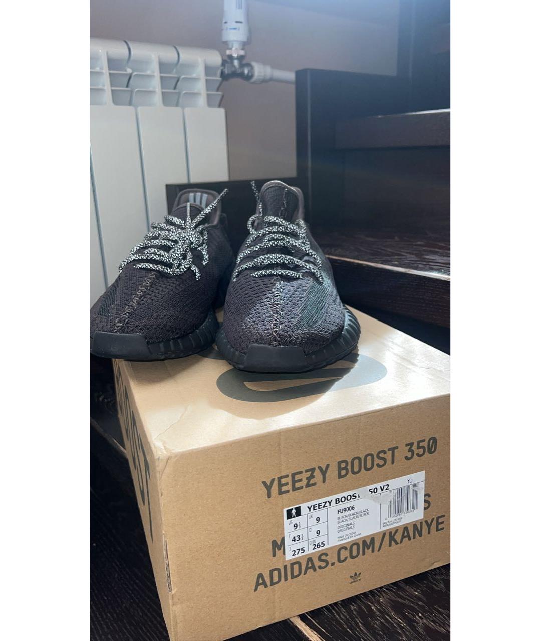 ADIDAS YEEZY Черные синтетические низкие кроссовки / кеды, фото 3