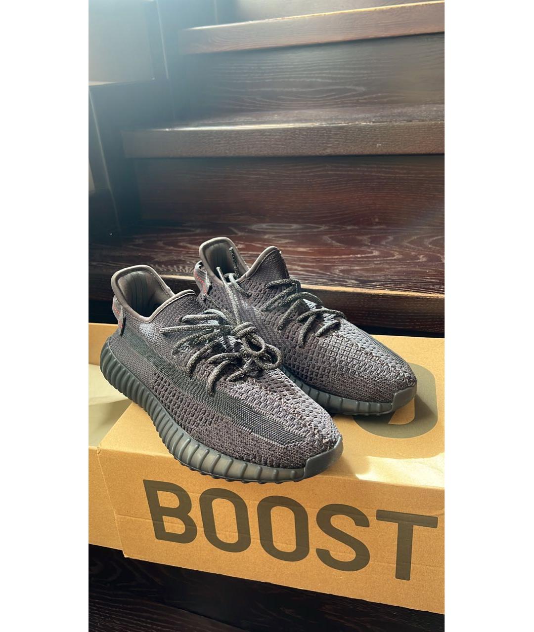 ADIDAS YEEZY Черные синтетические низкие кроссовки / кеды, фото 4