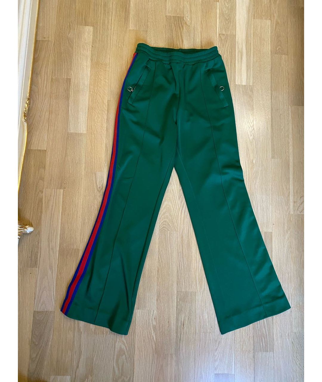 GUCCI Зеленые полиэстеровые брюки широкие, фото 6