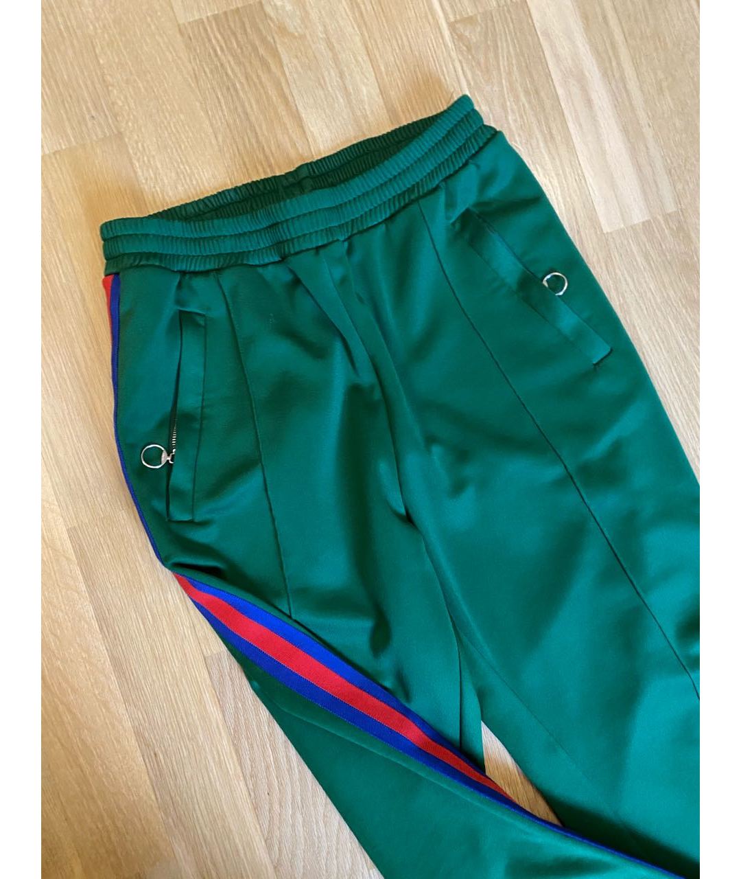 GUCCI Зеленые полиэстеровые брюки широкие, фото 3
