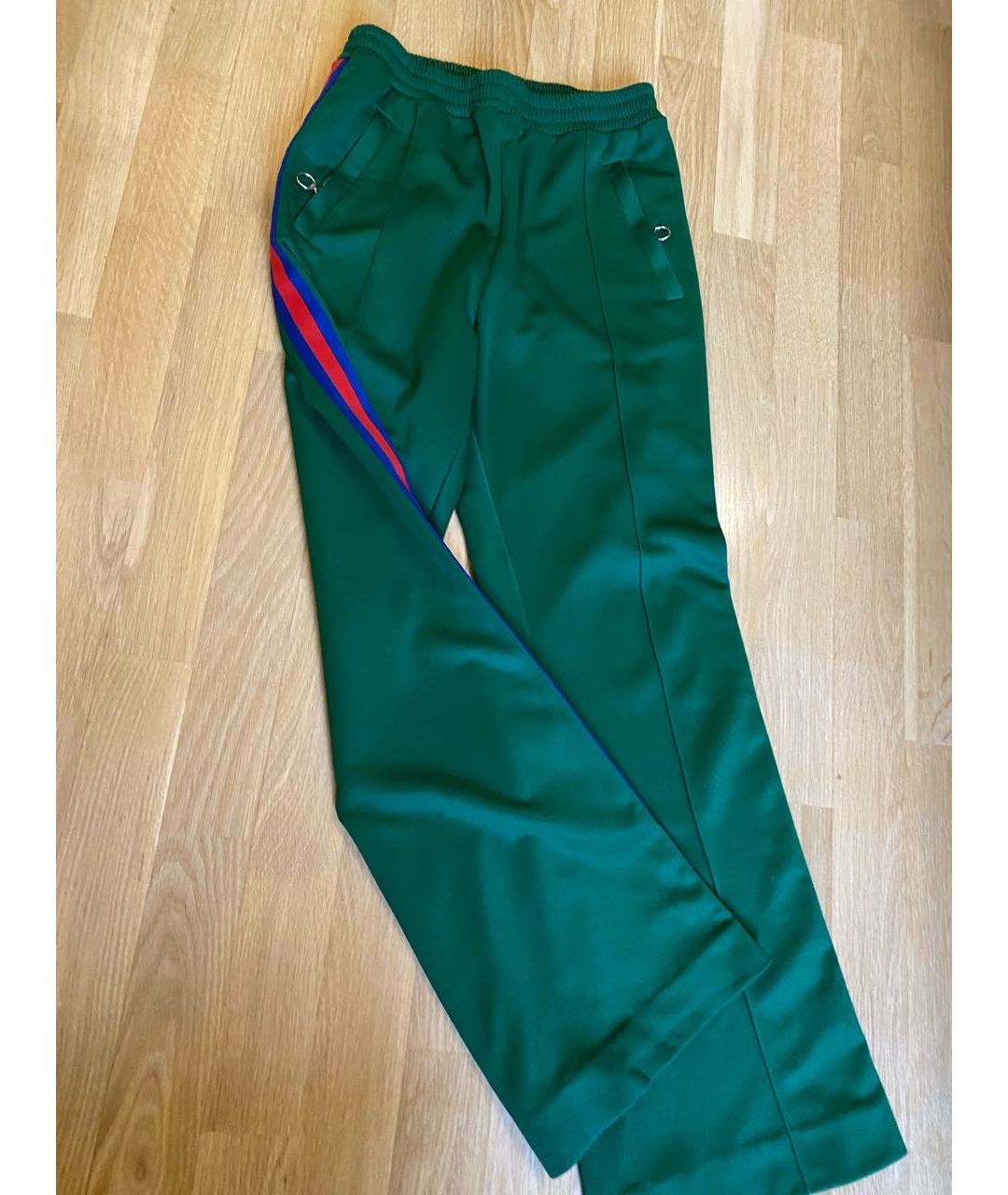 GUCCI Зеленые полиэстеровые брюки широкие, фото 2
