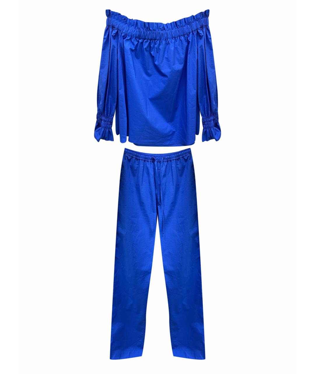 SIMONETTA RAVIZZA Синий хлопко-эластановый костюм с брюками, фото 1